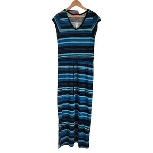 NEW WITH TAGS Joe Fresh striped short sleeve v-neck resort-core maxi dress